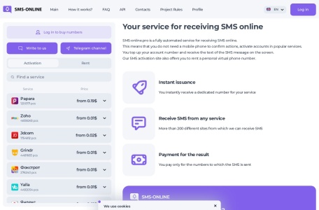 接码SMS-Online.pro 免费在线短信接收服务平台