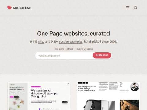 One Page Love — One Page Website Inspiration and Templates