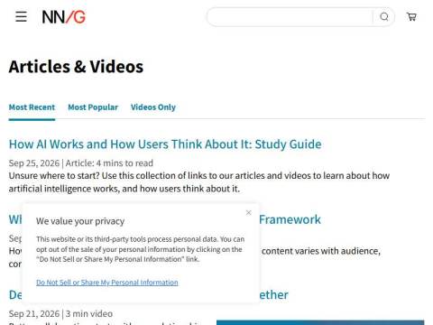 UX & Usability Articles from Nielsen Norman Group – NN/G