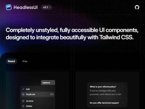 Headless UI – Unstyled, fully accessible UI components