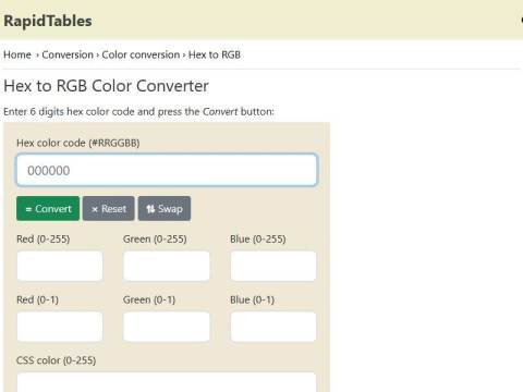 Hex to RGB Color Converter