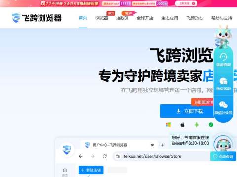 飞跨浏览器-为跨境电商店铺提供纯净、安全、独立的管理环境